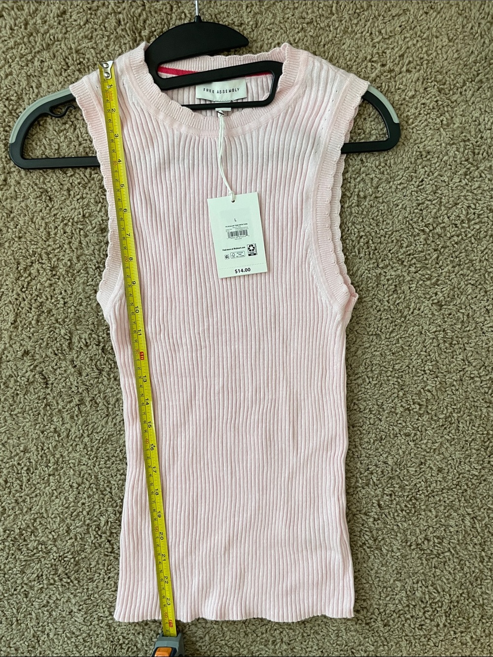 Light Pink Ribbed Sleeveless Tank Top - Picture 5 of 7